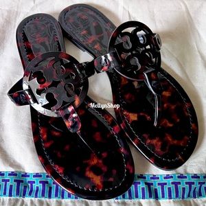 NEW Tory Burch Tortoise Shell Miller Sandals 8.5